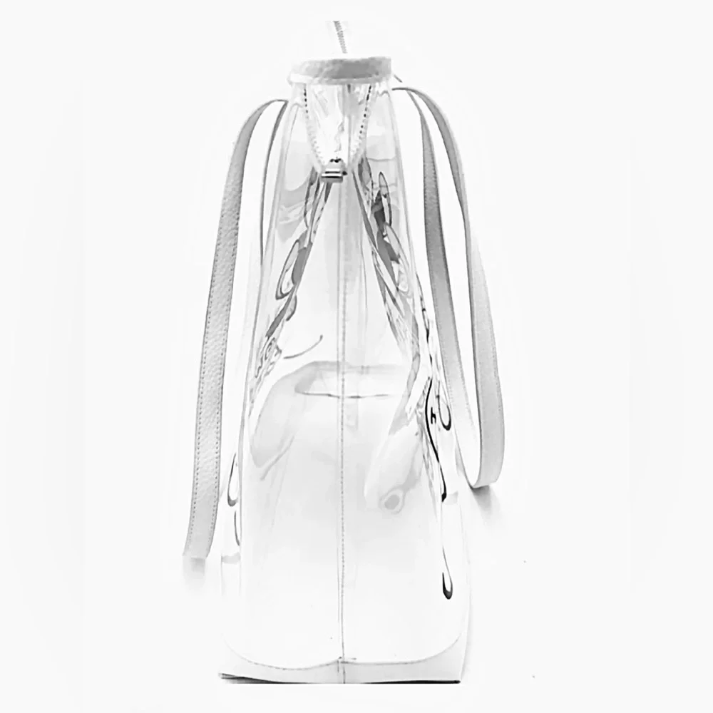NWT Ed Hardy BIG clear stadium bag PVC Zip tote Leather Trim ~ Love Kills Slowly - Picture 6 of 16